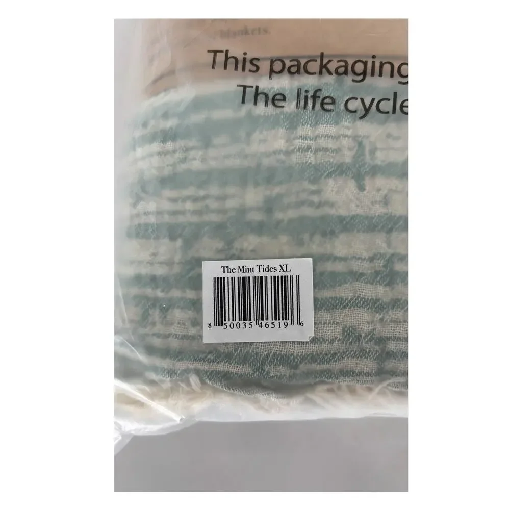 Teema Mint Tides XL Organic Cotton Turkish Towel Bath Sheet 64